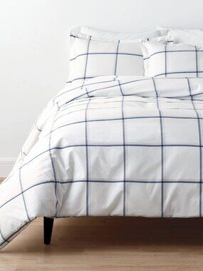 Tailored Stripes and Plaids Classic Cool Cotton Percale Bed Duvet Cover - Window